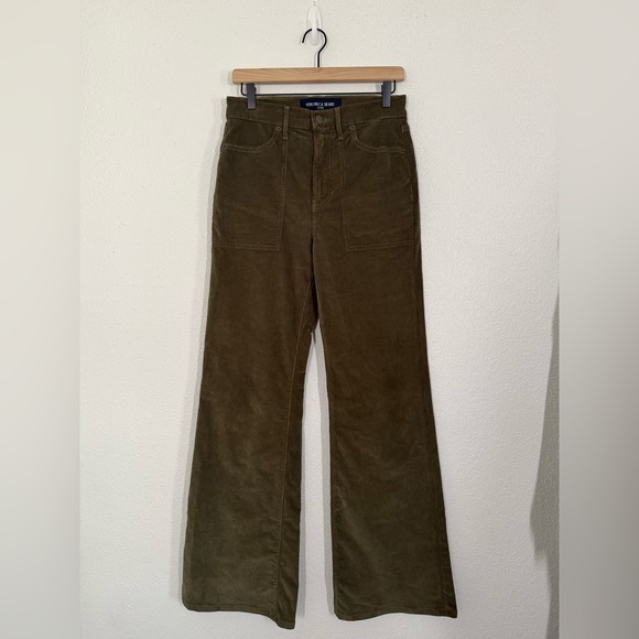 Veronica Beard Crosbie High Rise Wide Leg Corduroy Jeans Cypress Green Size 28 - Picture 3 of 9